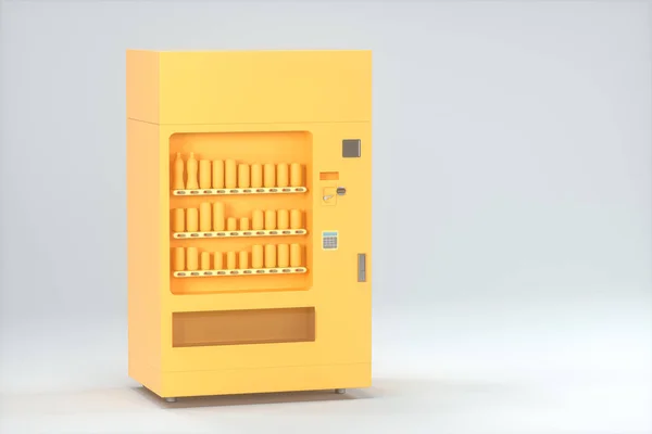 Modelo Naranja Máquina Expendedora Con Fondo Blanco Representación Dibujo Digital — Foto de Stock