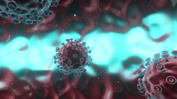 Ιός του Coronavirus και λοίμωξη, ιατρική έννοια, 3d απόδοση. — Αρχείο Βίντεο