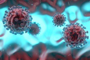 Coronavirus ve enfeksiyon, tıbbi konsept, üç boyutlu görüntüleme. Bilgisayar dijital çizimi.