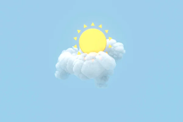 Nuvem Sol Previsão Tempo Renderização Desenho Digital Computador — Fotografia de Stock