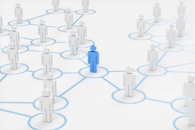 İnsan modelleri, iş ekibi konsepti, 3 boyutlu tasarım. Bilgisayar dijital çizimi.