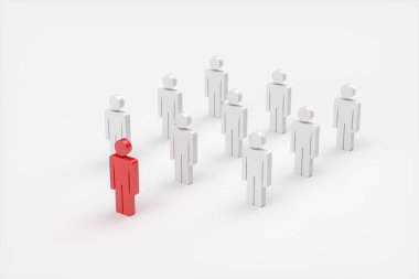 İnsan modelleri, iş ekibi konsepti, 3 boyutlu tasarım. Bilgisayar dijital çizimi.