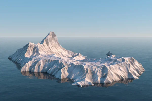 Eine Insel Aus Schneebergen Meer Darstellung Digitale Computerzeichnung — Stockfoto