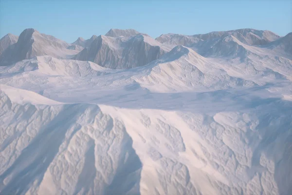 一片雪山 3D渲染 计算机数字绘图 — 图库照片