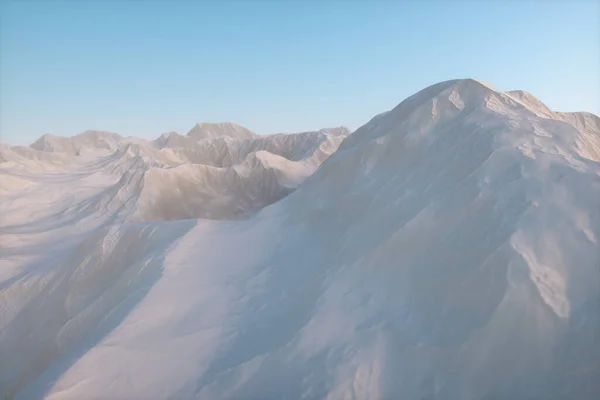 Mavi Gökyüzü Boyutlu Bir Kar Dağı Bilgisayar Dijital Çizimi — Stok fotoğraf