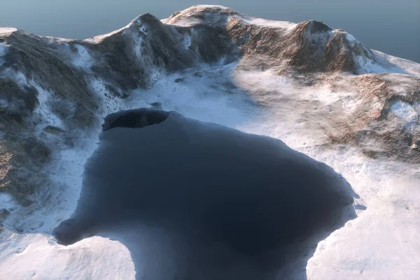 Kar Dağları Göl Doğal Arka Plan Boyutlu Görüntüleme Bilgisayar Dijital — Stok fotoğraf