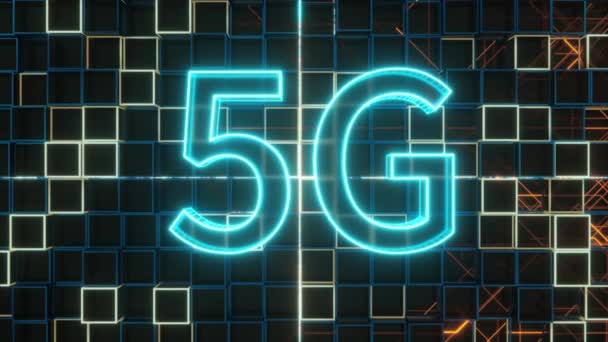 Font 5G with sci-fi square background, 3d rendering. — 비디오