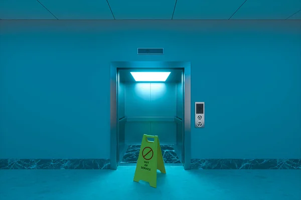 Broken Elevator Corridor Rendering Computer Digital Drawing — Stock Photo, Image