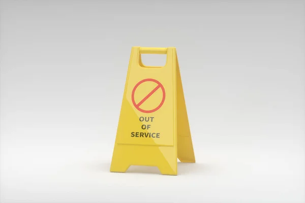 Yellow Floor Sign Out Service Rendering Computer Digital Drawing — Stock Photo, Image