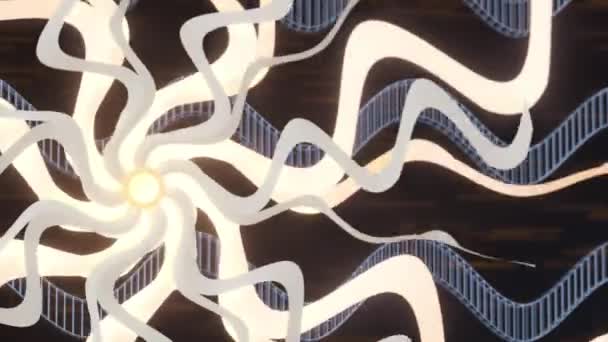 Rotationsspiral med gyllene kurva, abstrakt och helig bakgrund, 3D-återgivning. — Stockvideo