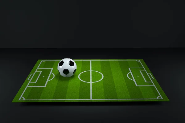 Futebol Campo Futebol Com Luz Superior Iluminado Renderização Desenho Digital — Fotografia de Stock