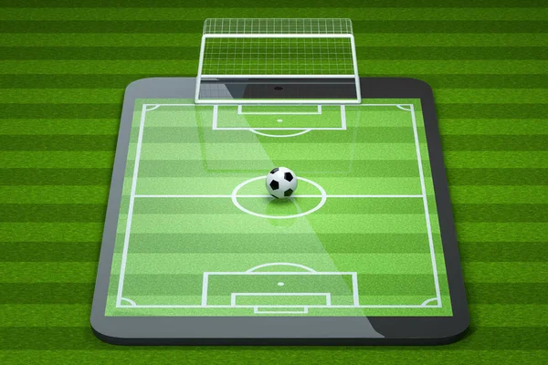 Футбол Футбольном Поле Площадке Виртуальная Реальность Рендеринг Цифровой Рисунок — стоковое фото