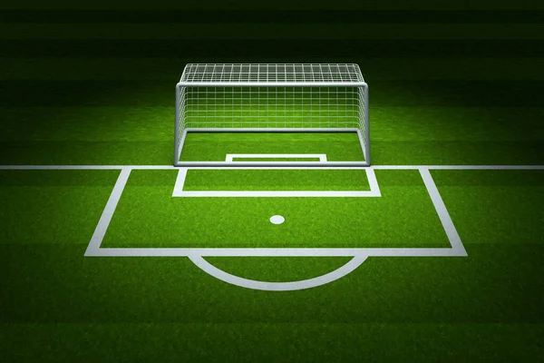 Das Leere Fußballfeld Mit Top Licht Beleuchtet Rendering Digitale Computerzeichnung — Stockfoto