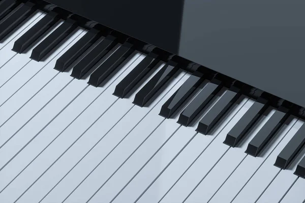 Piyano Tuşları Koyu Arkaplanlı Boyutlu Bilgisayar Dijital Çizimi — Stok fotoğraf