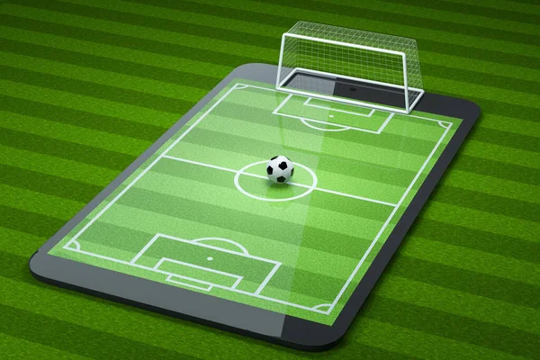 Футбол Футбольном Поле Площадке Виртуальная Реальность Рендеринг Цифровой Рисунок — стоковое фото