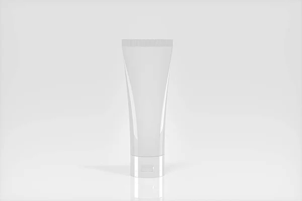 Botella Cosmética Blanco Con Fondo Blanco Representación Dibujo Digital Informático —  Fotos de Stock