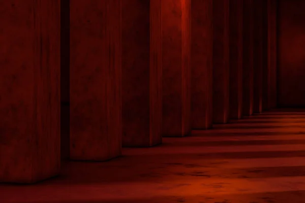 Красный Цементный Тоннель Светом Сбоку Рендеринг Цифровой Рисунок — стоковое фото