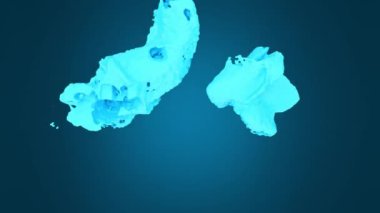 Bardaktan boşanırcasına akan mavi sıvı, yazın yazı tipi animasyonu, 3D canlandırma..