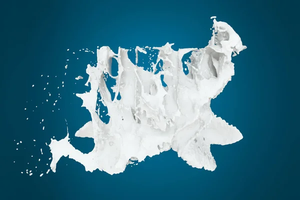 Splashing Milk Blue Background Rendering Gambar Digital Komputer — Stok Foto