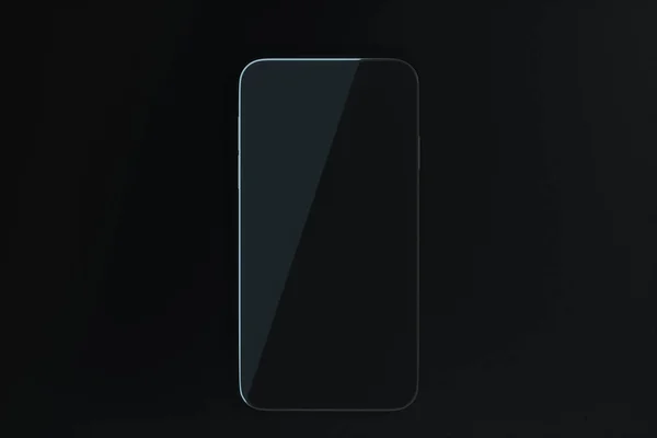 黒いテーブルの上の黒い携帯電話 3Dレンダリング コンピュータ デジタル ドローイング — ストック写真