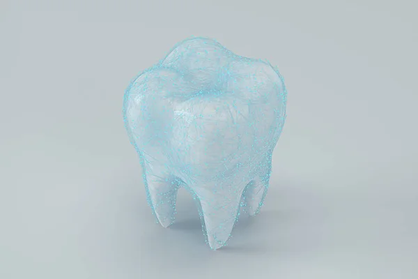 Dente Branco Com Película Protetora Azul Renderização Desenho Digital Computador — Fotografia de Stock