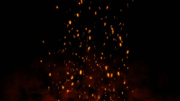 Fuego Chispas Voladoras Rojas Ardientes Cielo Nocturno Hermoso Fondo Abstracto —  Fotos de Stock