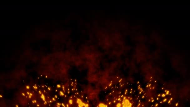 Brûler rouge chaud étincelle le feu dans le ciel nocturne. Beau fond abstrait en forme d'aile volant sur fond noir .