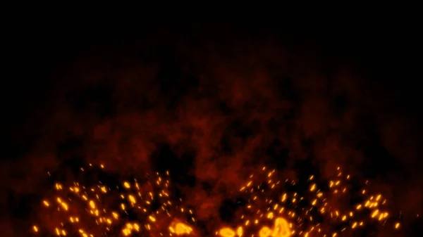 Burning Red Hot Flying Sparks Fire Night Sky Beautiful Abstract — Stock Photo, Image