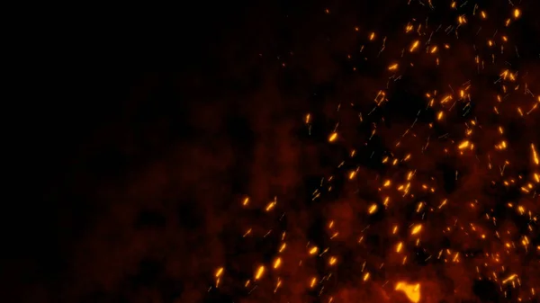 Glühend Glühender Funken Entzündet Feuer Nachthimmel Schöne Abstrakte Hintergrund Fliegende — Stockfoto