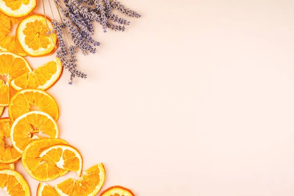 Orange slices and lavender.