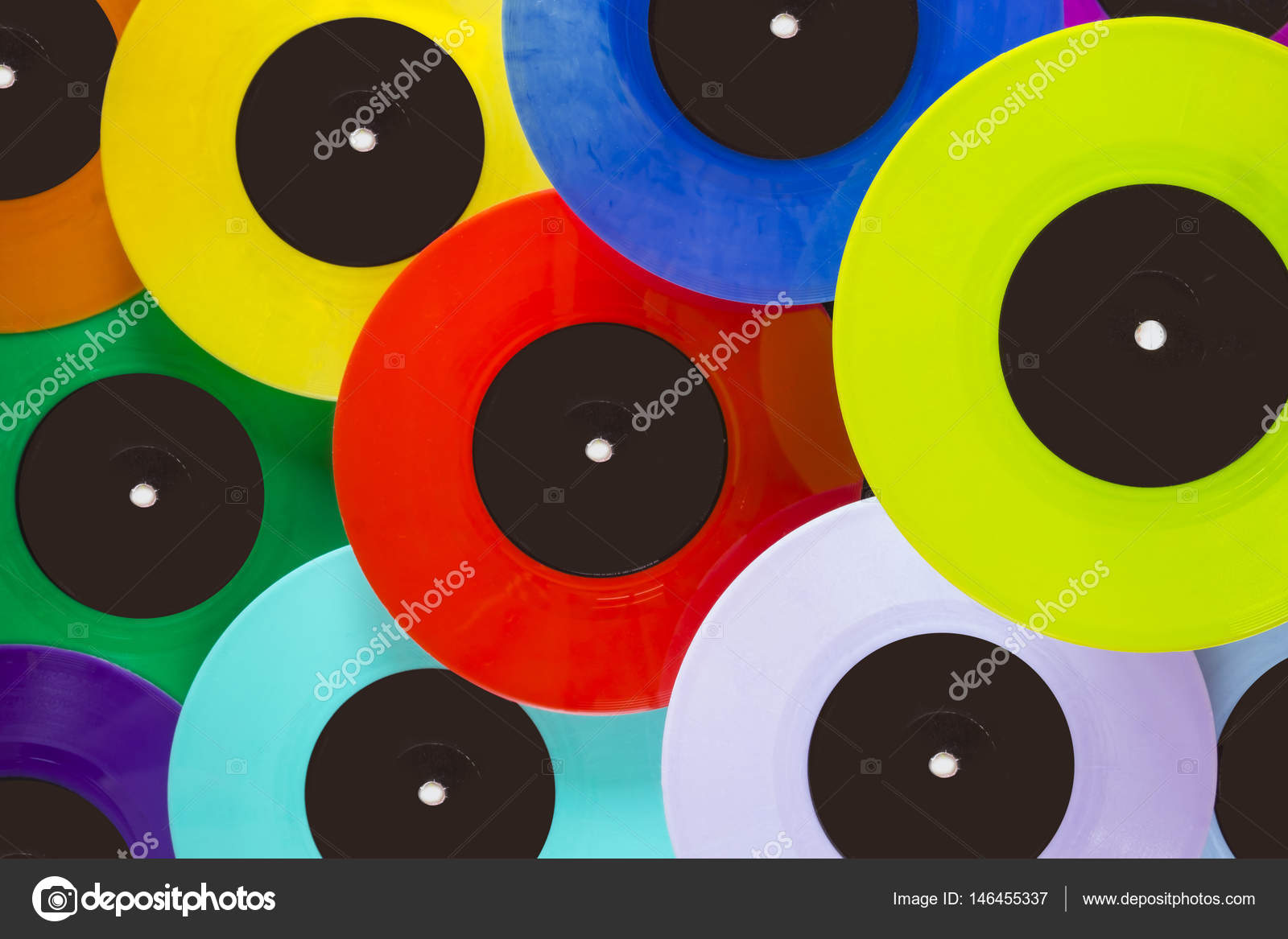 Vintage Coloured Vinyls Records Set Isolated Stock Illustration 30927538