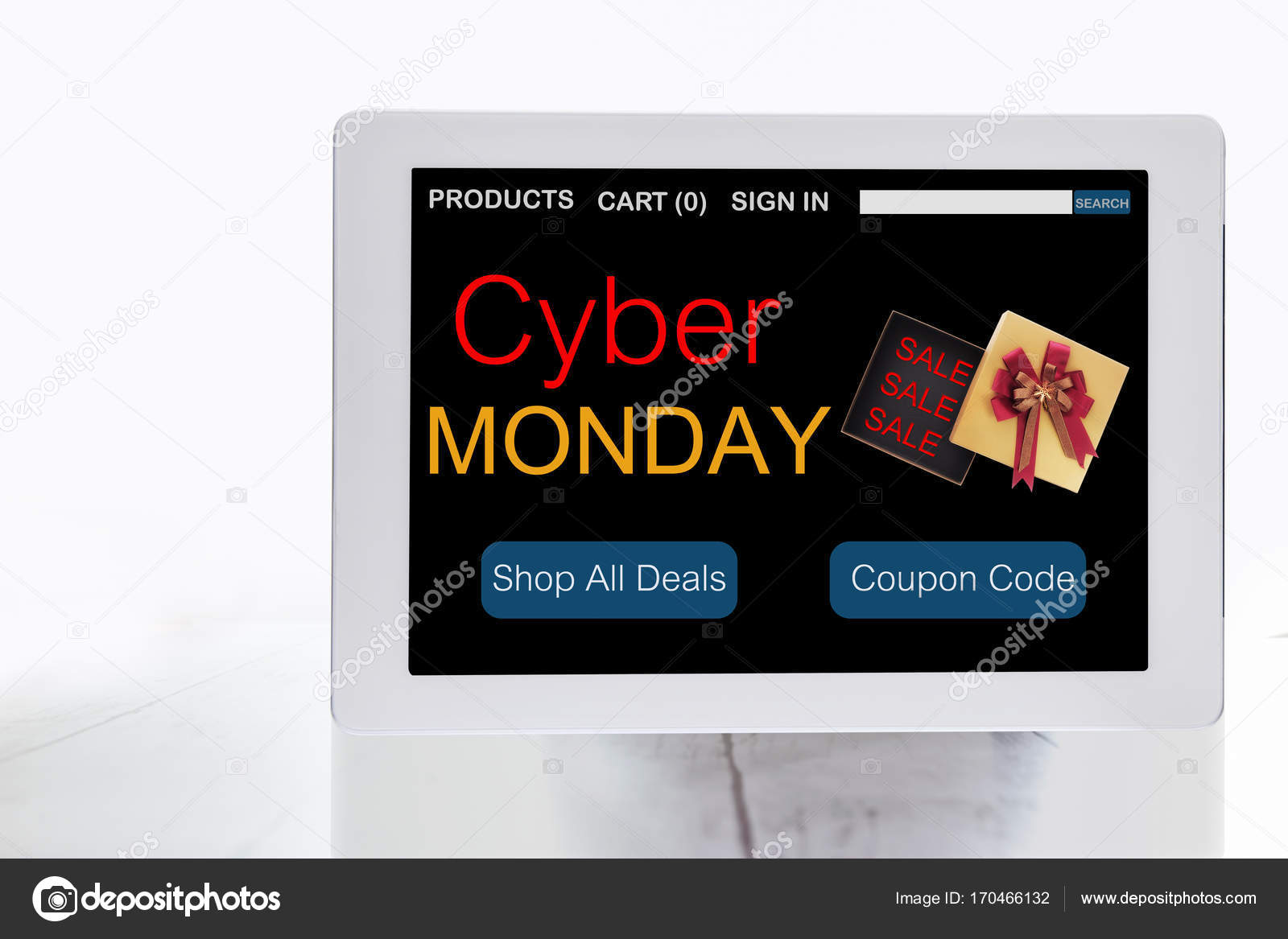 Online Shopping Website With Cyber Monday Sale On Computer Tablet