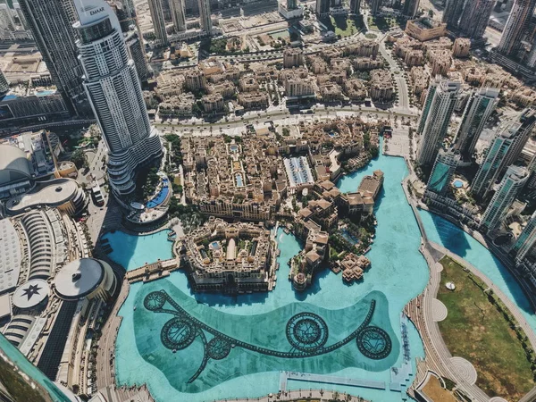 Increíble Vista Las Fuentes Dubai Desde Torre Burj Khalifa — Foto de Stock