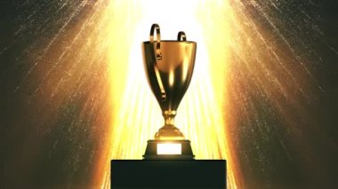 Altın Parçacıklar Arkaplan 4k Döngülü 3D Kupa