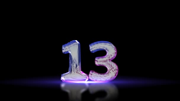 Countdown Glowing Glass Numbers — Stock Video