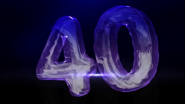 Countdown Glowing Glass Numbers — Stock Video