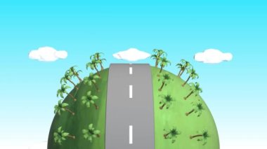 Yaz Yolu Yolculuğu 4k Döngülü, 3D Çizgi Film