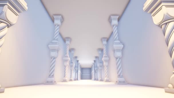 Corredor vazio com colunas Palace.3D Animação — Vídeo de Stock