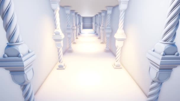 Corredor vacío con columnas Palace.3D animación — Vídeo de stock