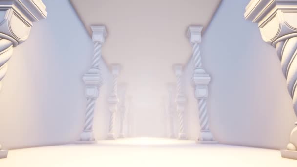 Empty Corridor with Columns Palace.3D Animation — Stock Video