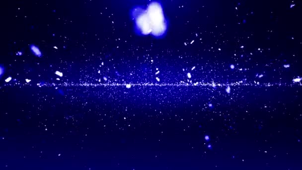 Deeltjes Blauw Stof Abstract Licht Beweging Titels Filmische Achtergrond Lus — Stockvideo