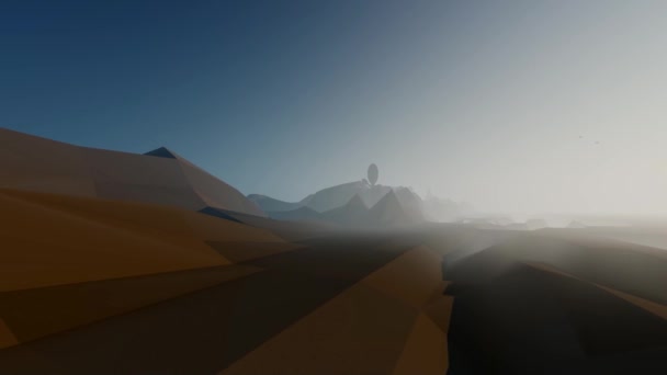 霧の中の夕日の極東砂漠の風景 — ストック動画