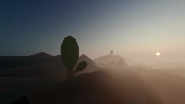 带着雾气的日落 远西沙漠风光 — 图库视频影像