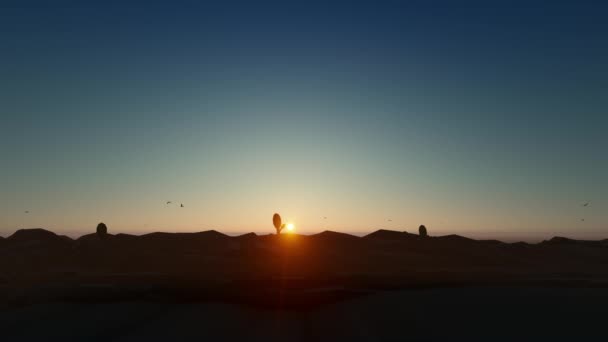 落日4K处的远西沙漠景观 — 图库视频影像