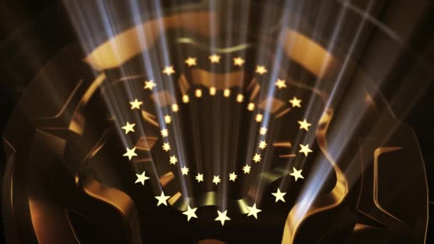 Fondo Premios Golden Platform Rotación Con Rayos Lazo Luz — Vídeo de stock
