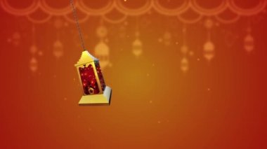 Arap Altın Ramazan Feneri, İslami arkaplanlı. 3 Boyutlu Canlandırma