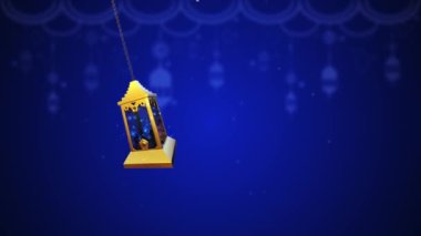 Arap Altın Ramazan Feneri, İslami arkaplanlı. 3 Boyutlu Canlandırma