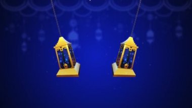 Arap Altın Ramazan Feneri, İslami arkaplanlı. 3 Boyutlu Canlandırma