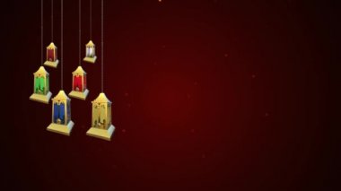 Arap Altın Ramazan Feneri, İslami arkaplanlı. 3 Boyutlu Canlandırma