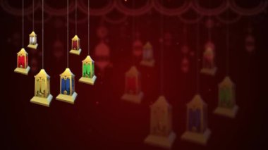 Arap Altın Ramazan Feneri, İslami arkaplanlı. 3 Boyutlu Canlandırma